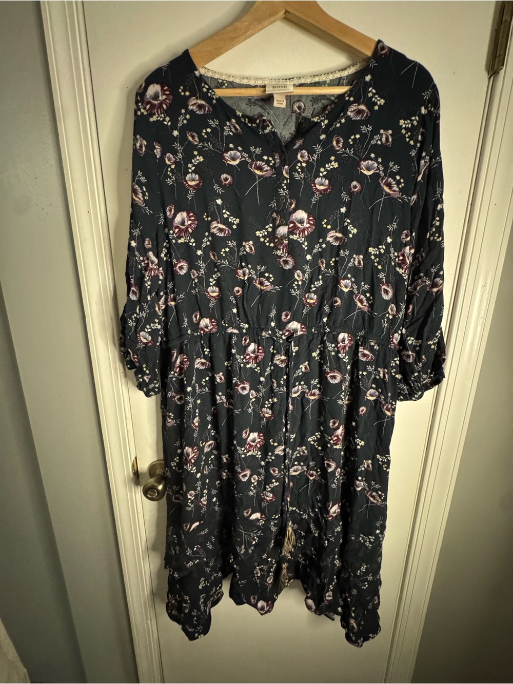Knox Rose Dark Teal Floral Midi Dress